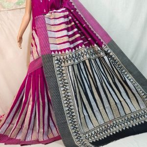 Magenta Kantha Stich Saree