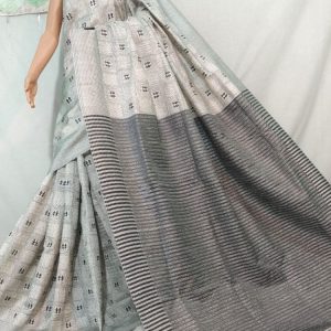 White Kantha Stich Saree
