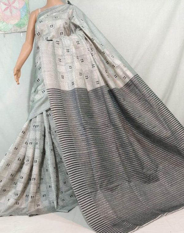White Kantha Stich Saree
