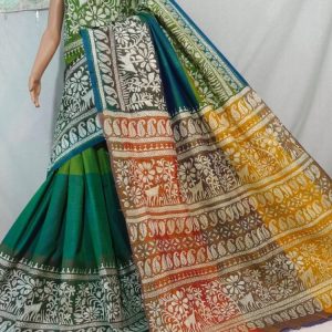 Green Kantha Stich Saree