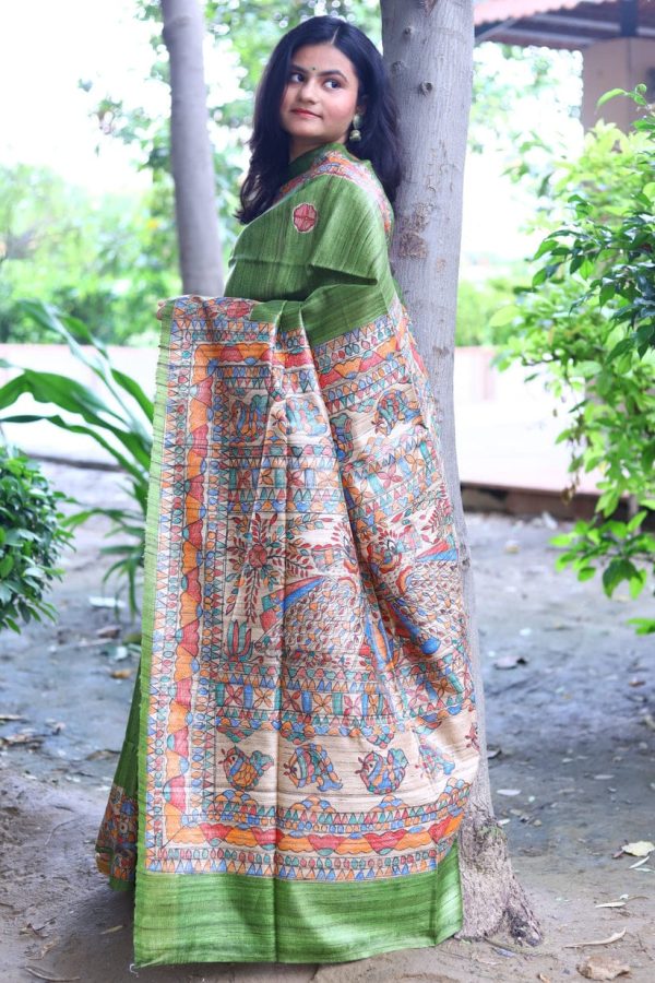 Green Tussar Saree
