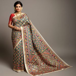 Pure Tasar By Deshi Tasar madhubani hand painting full work silk saree with BP  With silk mark tag ( Size – 40) 011