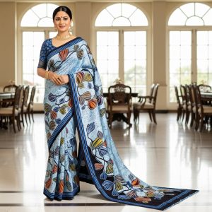Pure silk saree 3ply, Hand print 03