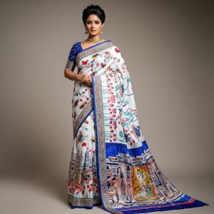 Pure silk saree 3ply, Hand print 05