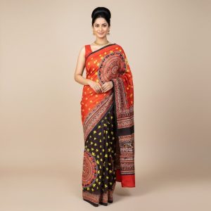 Pure silk saree 3ply, Hand print 08