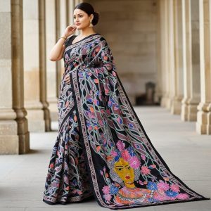 Pure silk saree 3ply, Hand print 09