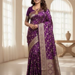 Exclusive new banarasi mashroo silk saree with goldenzari weaved 5