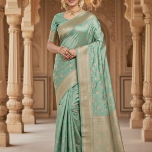 Exclusive new banarasi mashroo silk saree with goldenzari weaved 6